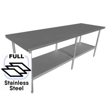 2400x600 Commercial FULL Stainless Steel Table Food Grade Work Bench 2400-6-WBS HY