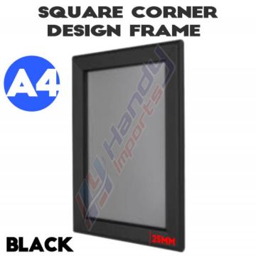 A4 Black Square Corner Snap Frame 25mm