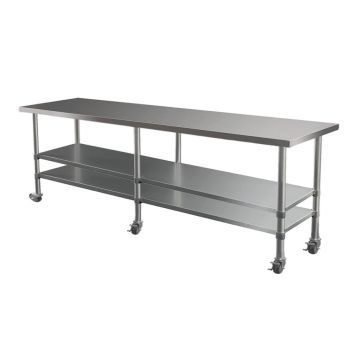 2000X390mm #304 Food Grade Stainless Steel Work Bench ,2Xundershelf,1Set Wheels