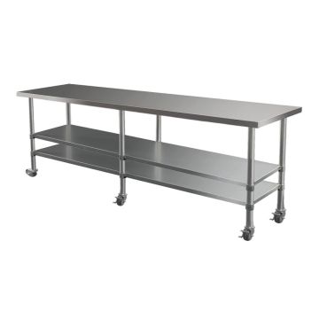 2300X390mm #304 Food Grade Stainless Steel Work Bench ,2Xundershelf,1Set Wheels