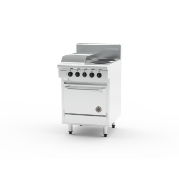 Goldstein PE12G2S20FF-X Electric Oven Range, 2 Solid Plates, 289mm Griddle, Fan Forced Oven