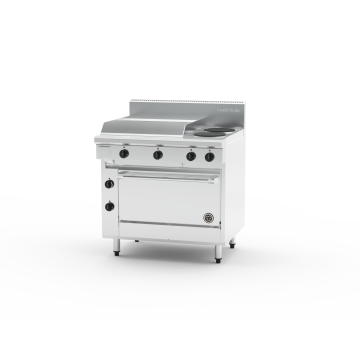 Goldstein PE24G2S28-X Electric Oven Range, 2 Solid Plates, 605mm Griddle, Static Oven