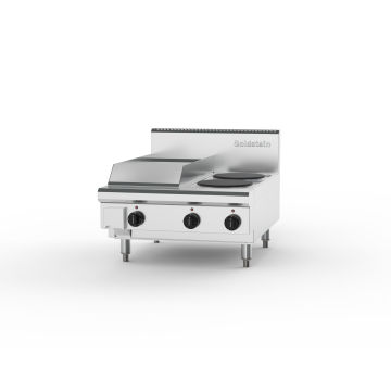 Goldstein PEB12G2S-X Electric Cooktop, 2 Solid Plates & 289mm Griddle