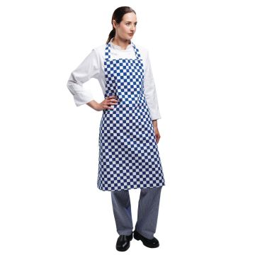Whites Bib Apron Blue and White Check A554