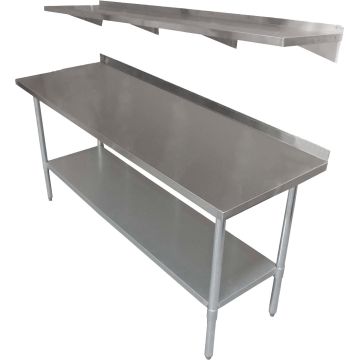 1829 X 762mm #430 S/Steel Kitchen Corner Bench Table 1829 X 356 #430 Wall Shelf