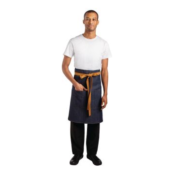Whites Bistro Apron Blue Denim - 1000 x 900mm B990