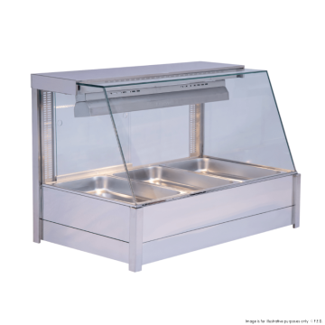 BM11TC Heated Wet Six × ½ Pan Bain Marie Angled Countertop Display