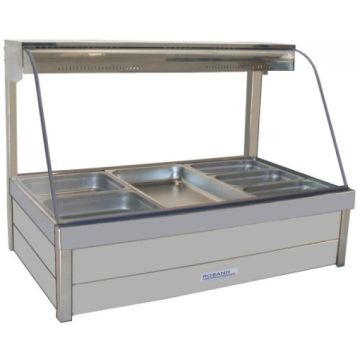 Roband Curved Glass Hot Food Display Bar, 6 Pans Double Row C23