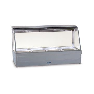 Roband Curved Glass Hot Food Display Bar, 8 Pans Double Row With Roller Doors C24RD