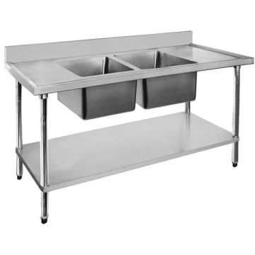 Fed Economic 304 Grade Stainless Steel Double Sink Benches 600mm Deep 1800-6-DSBC