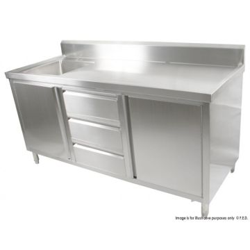 Fed Kitchen Tidy Cabinet With Left Sink 700mm Deep SC-7-1800L-H