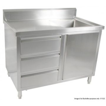 Fed Kitchen Tidy Cabinet With Right Sink 700mm Deep SC-7-1200R-H