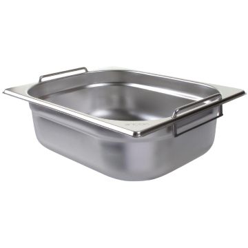 Vogue Stainless Steel 1/2 Gastronorm Pan with Handles 100mm CB183-A