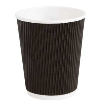 Fiesta Takeaway Coffee Cups Ripple Wall Kraft Black 225ml (Pack of 500) CM543