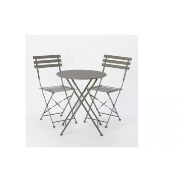 Bistro 600mm Round Table And 2 Chair Set, Foldable Grey Wd-S105Cgr & Wd-S105Tgr