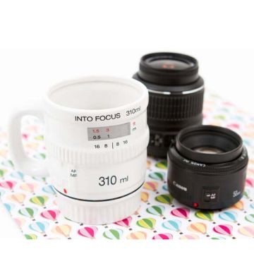 30Ml White Ceramic Camera Into Focus Lens Design Shape Coffee Mug Cup