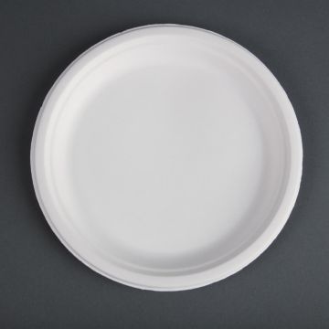 Fiesta Green Compostable Bagasse Plates Round 260mm (Pack of 50) CW904