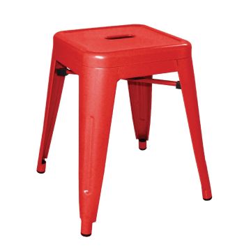 Bolero (Pack of 4) Steel Bistro Low Stools Red DL870