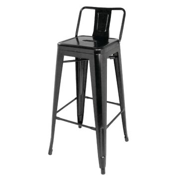 Bolero (Pack of 4) Steel Bistro High Stools with Back Rests Black DL882