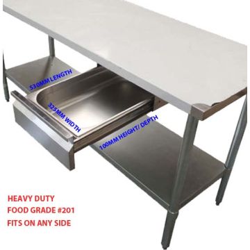 Stainless Steel Bench Drawer Cabinet Food Grade #201 530X325X100mm Heavy Duty