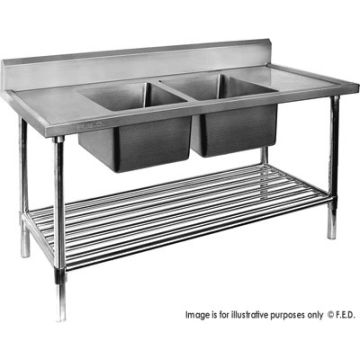 DSB7-1500C/A Double Centre Sink Bench With Pot Undershelf