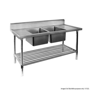DSB6-1200C/A Double Centre Sink Bench With Pot Undershelf