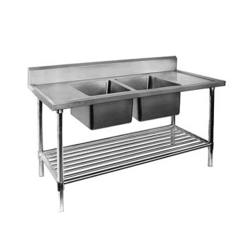 DSB6-1500C/A Double Centre Sink Bench With Pot Undershelf