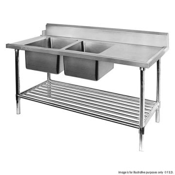 DSBD7-1800L/A Left Inlet Double Sink Dishwasher Bench
