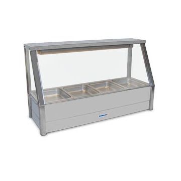 Roband Straight Glass Hot Food Display Bar, 4 Pans Single Row With Roller Doors E14RD