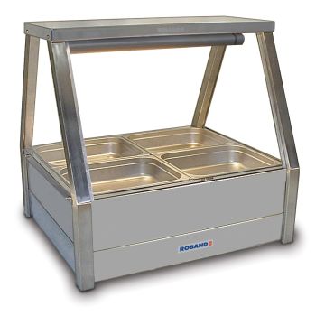 Roband Straight Glass Hot Food Display Bar, 4 Pans Double Row E22