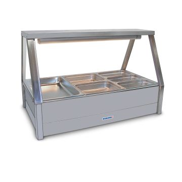Roband Straight Glass Hot Food Display Bar, 6 Pans Double Row E23