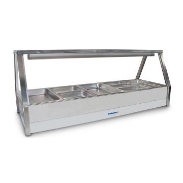 Roband Straight Glass Hot Food Display Bar, 10 Pans Double Row With Roller Door E25RD