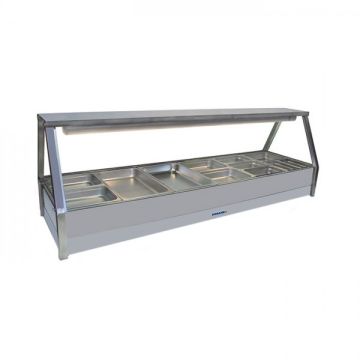 Roband Straight Glass Hot Food Display Bar, 12 Pans Double Row With Roller Door E26RD