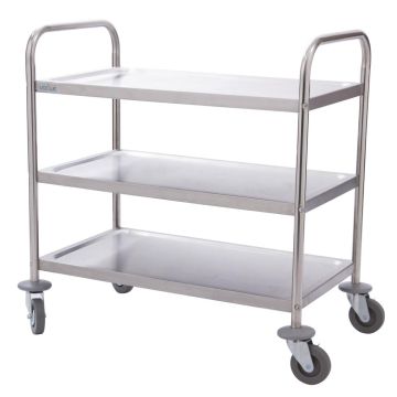 Vogue Stainless Steel 3 Tier Clearing Trolley Small F993