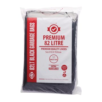 Jantex Premium Extra Heavy Duty Garbage Bags Black 82Ltr (Pack of 50) FL879