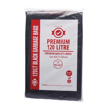 Jantex Premium Garbage Bags Black 120Ltr (Pack of 25) FL880