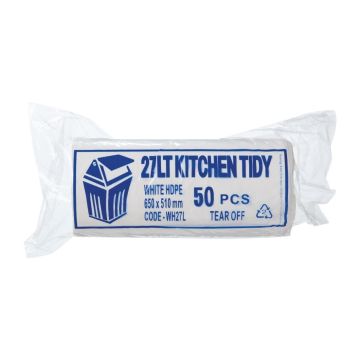 Jantex Kitchen Tidy Food Safe Garbage Bags Clear 27Ltr (Pack of 50) FL883