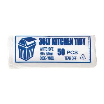 Jantex Kitchen Tidy Food Safe Garbage Bags Clear 36Ltr (Pack of 50) FL884