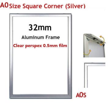 A0 Heavy Duty Silver Square Corner Snap Frame 32mm