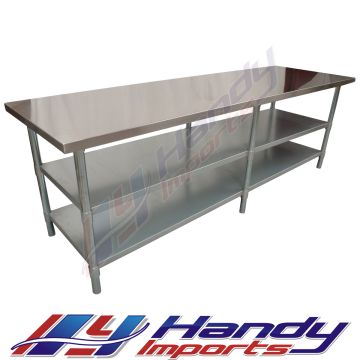 2134 X 762mm New Square Work Corner Bench Table +2 Galvanised Steel Under Shelf