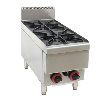 Gasmax Commercial Benchtop Natural Gas 2 Burner Cooktop w/ Splashback JUS-TR-2B