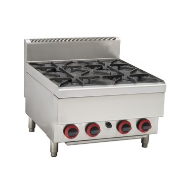 Gasmax Commercial Benchtop LPG 4 Burner Cooktop w/ Splashback - JUS-TR-4BLPG