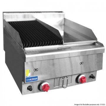 Fed Gasmax Benchtop Lpg Gas Combo 1/2 Char & 1/2 Griddle JUS-TRGH60ELPG