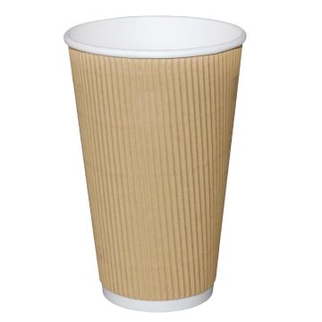 Fiesta(Pack of 25) Ripple Wall Disposable Cups Kraft 450ml x25 GF025