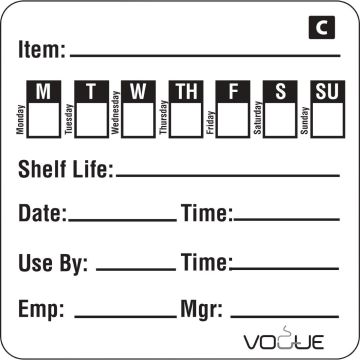 Freezable Day of the Week Labels ( Pack of 500 ) GF049