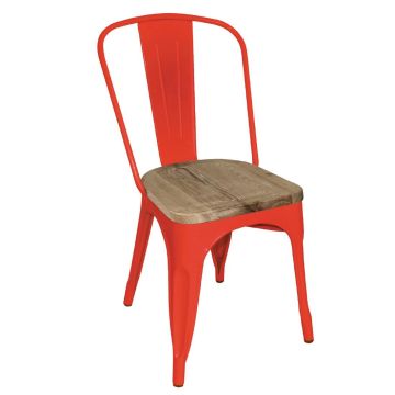 Bolero (Pack of 4) Red Steel Dining Sidechairs with Wood Seatpad GM643