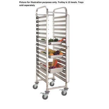 15 Level Gastronorm (Gn Pan) Trolley Suits Gn 1/1 Gn 2/3 Gn 1/2 And Gn 1/3. Capacity 15 Gn 1/1