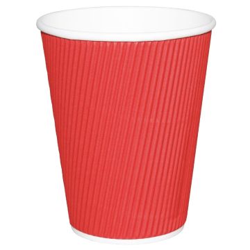 Fiesta(Pack of 25)Takeaway Coffee Cups Ripple Wall Red 340ml x25 GP425