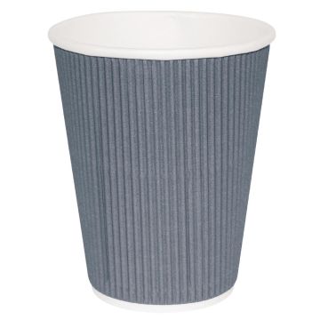 Fiesta(Pack of 25)Takeaway Coffee Cups Ripple Wall Charcoal 340ml x25 GP431