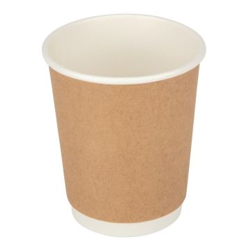 Fiesta Takeaway Coffee Cups Double Wall Kraft 225ml (Pack of 500) GP439